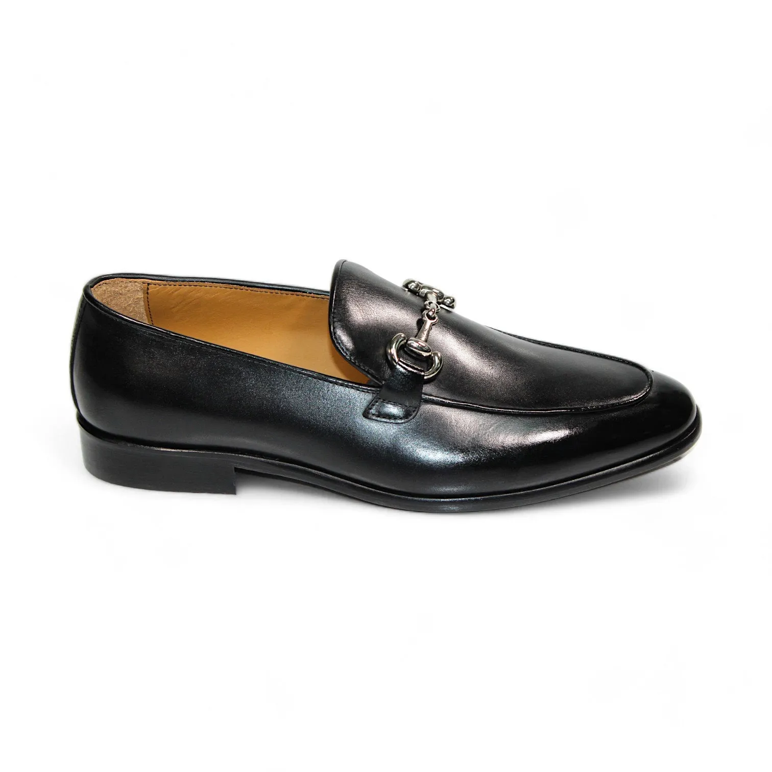 Duca Vasto Men's Shoes Black Calf-Skin Leather Loafers (D1177)