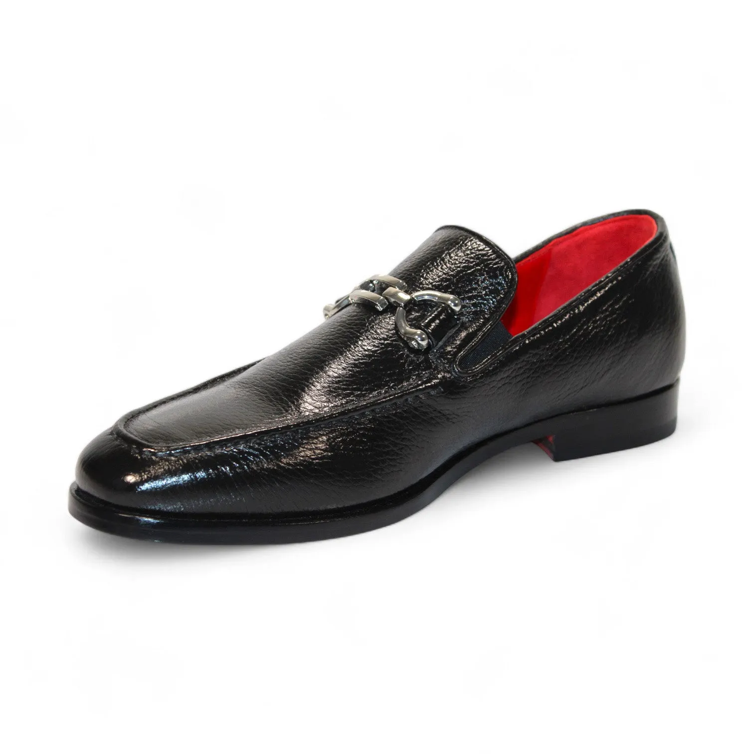 Emilio Franco Edgardo Men's Shoes Black Deer-Skin Leather Loafers (EF1247)