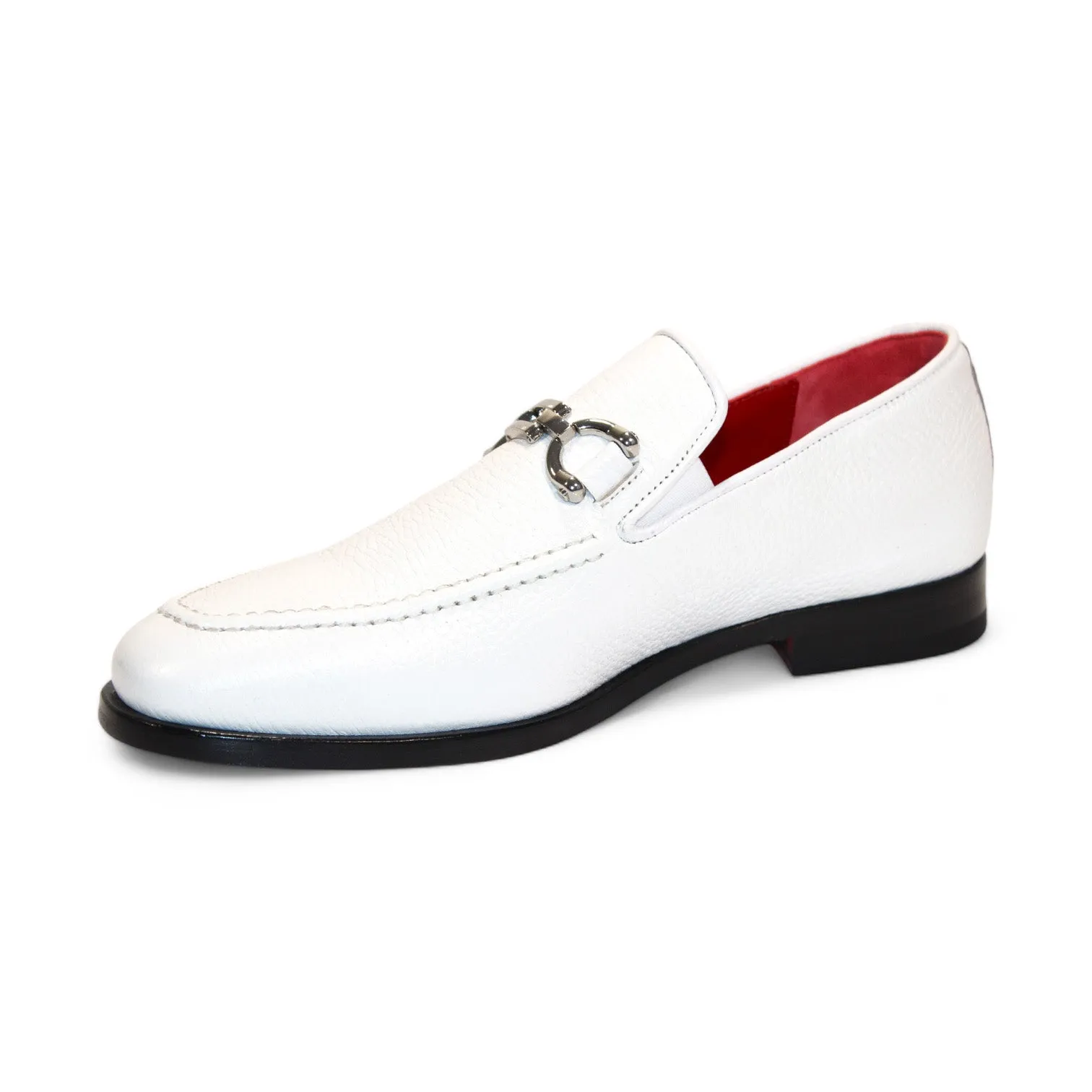 Emilio Franco Edgardo Men's Shoes White Deer-Skin Leather Loafers (EF1249)