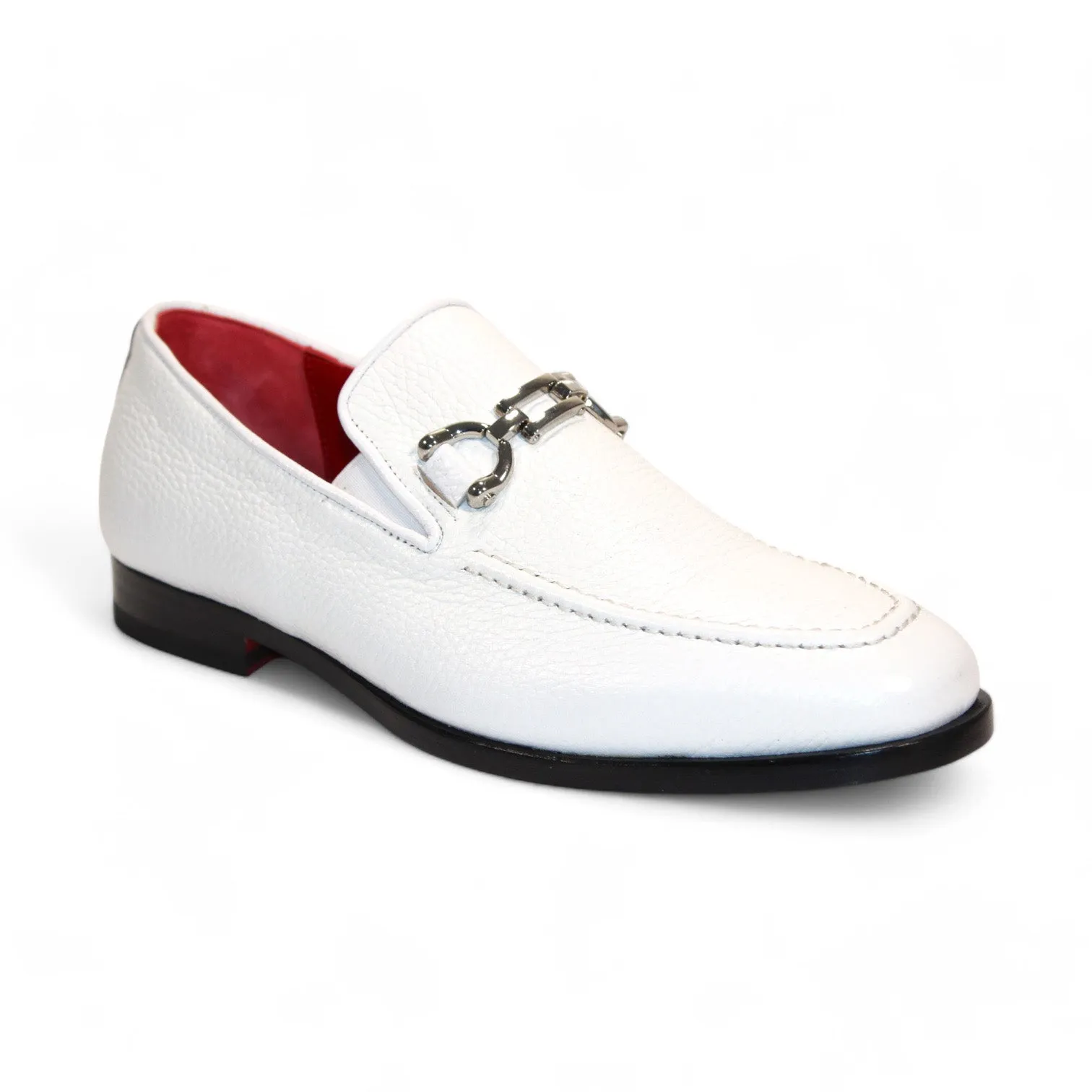 Emilio Franco Edgardo Men's Shoes White Deer-Skin Leather Loafers (EF1249)