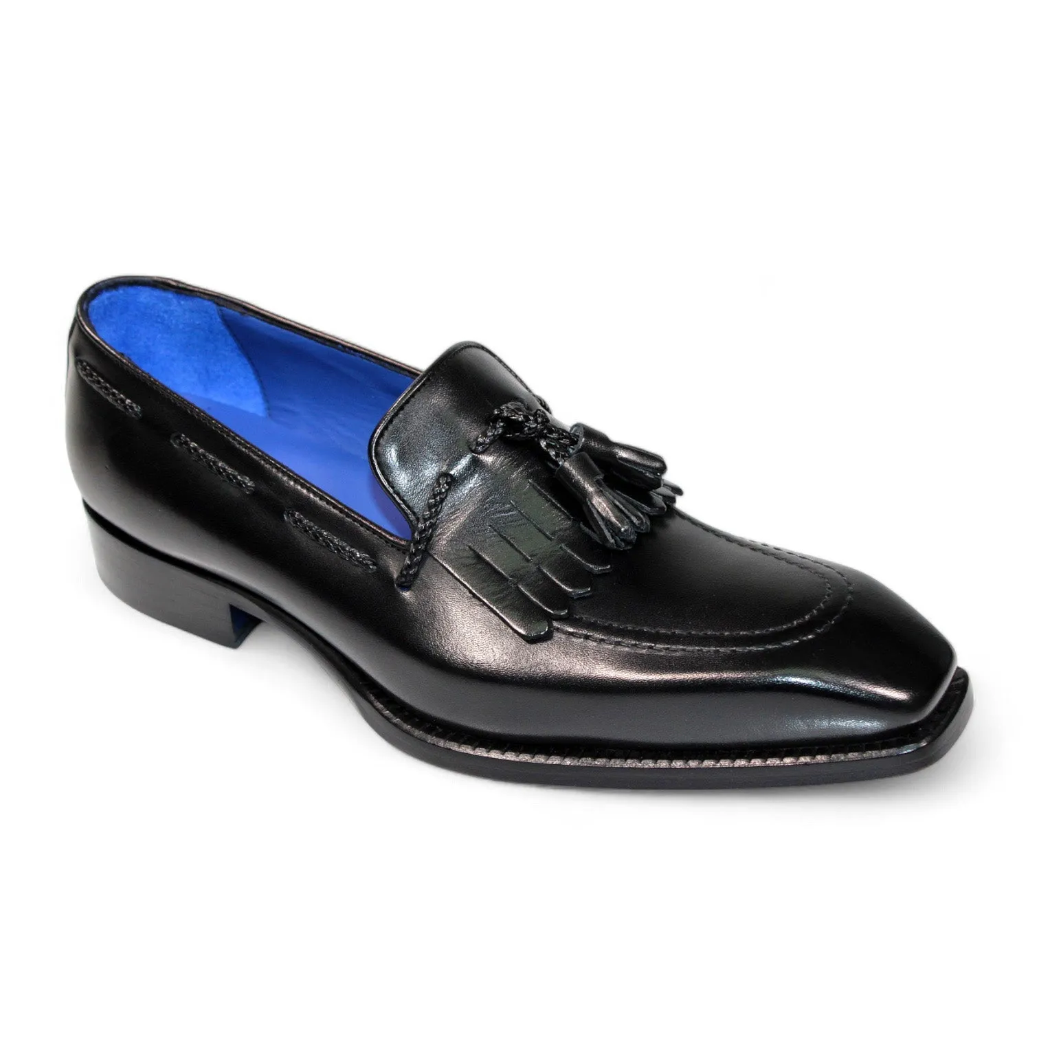 Emilio Franco Tommaso Men's Shoes Black Calf-Skin Leather Loafers (EF1272)