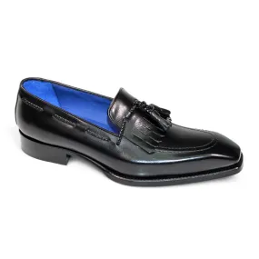 Emilio Franco Tommaso Men's Shoes Black Calf-Skin Leather Loafers (EF1272)