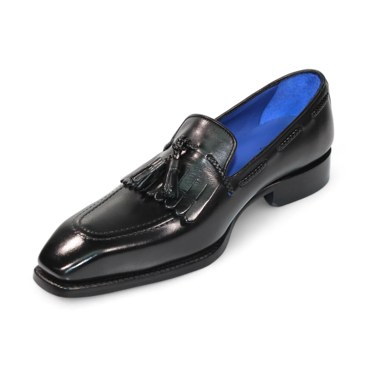 Emilio Franco Tommaso Men's Shoes Black Calf-Skin Leather Loafers (EF1272)