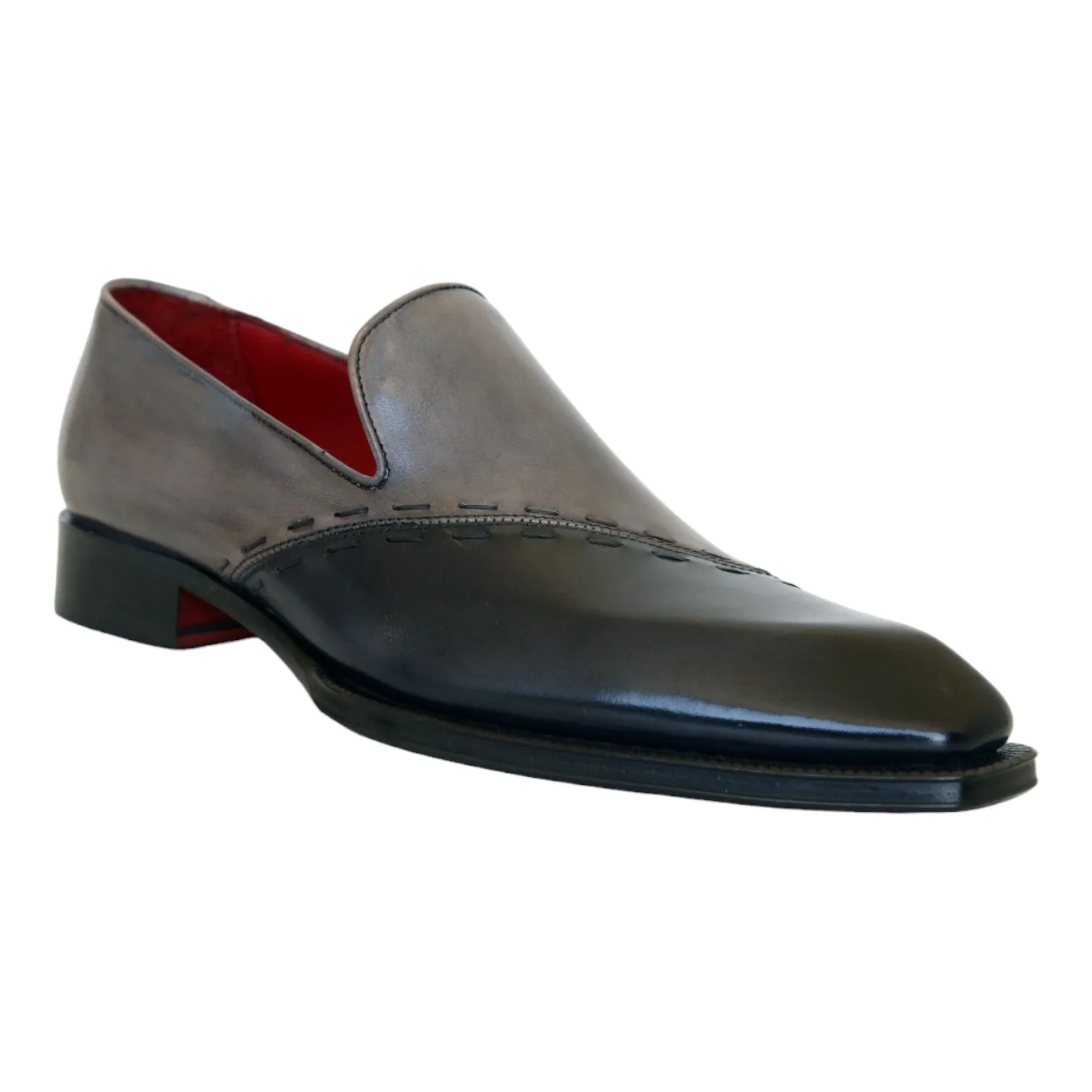 Emilio Franco Vittorio Men's Shoes Two Tone-Gray Calf-Skin Leather Loafers (EF1242)