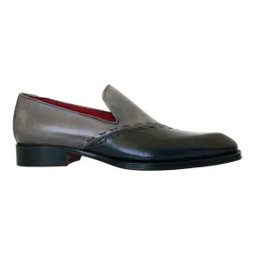 Emilio Franco Vittorio Men's Shoes Two Tone-Gray Calf-Skin Leather Loafers (EF1242)