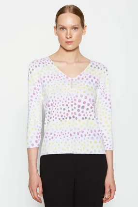 Escorpion POLKA DOT PRINT LONG SLEEVE V-NECK SWEATER