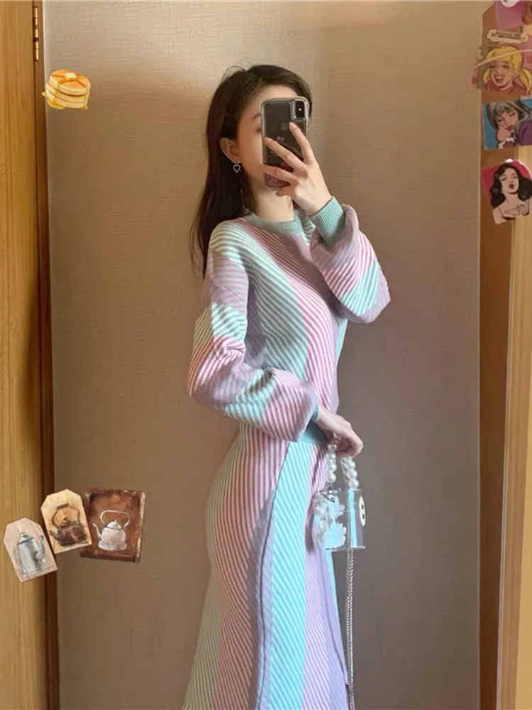 Fashion day skirt knitted sweater skirt suit 2023 new women's early spring two-piece suit, stylish and slim T3496