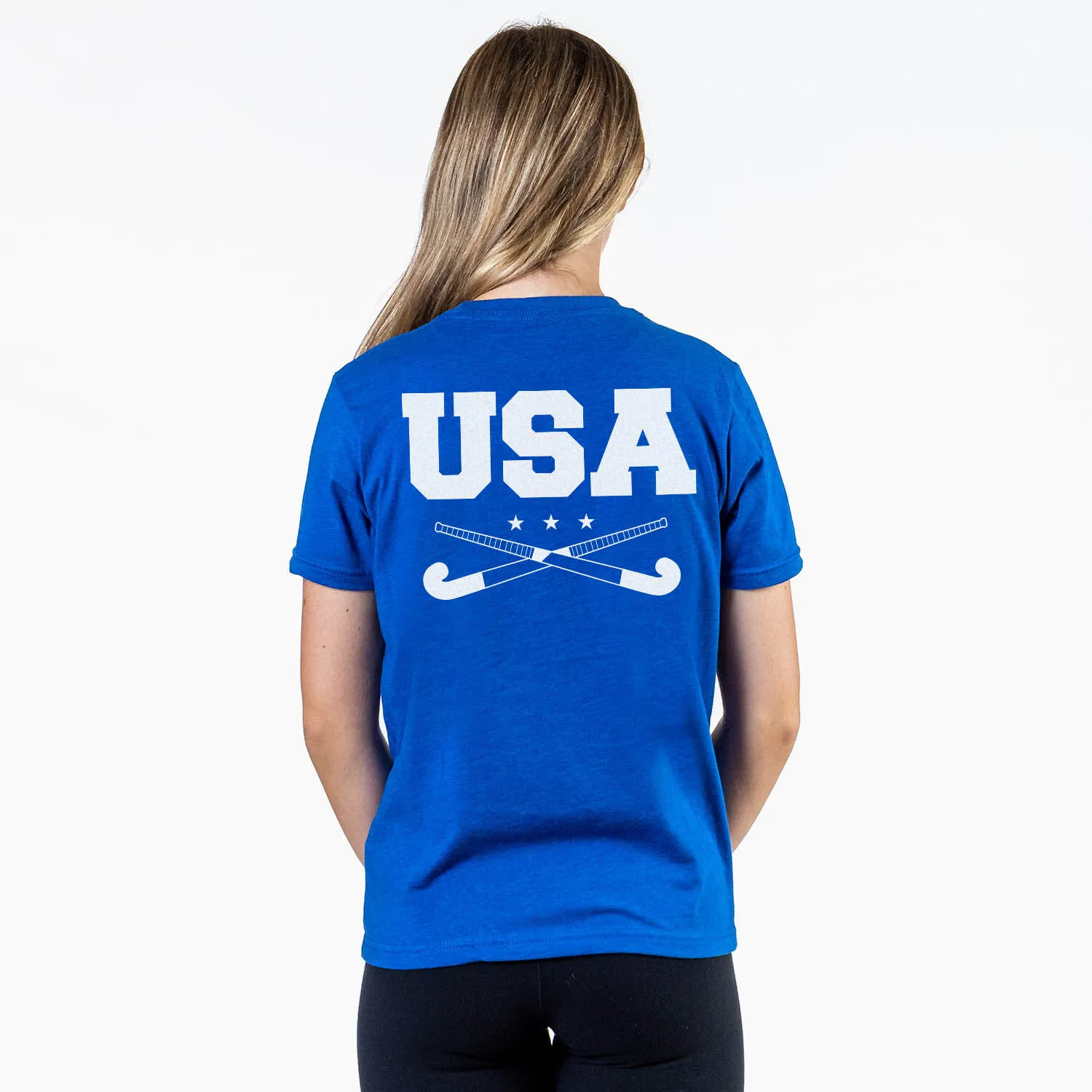 Field Hockey Short Sleeve T-Shirt - USA(Back Design) 