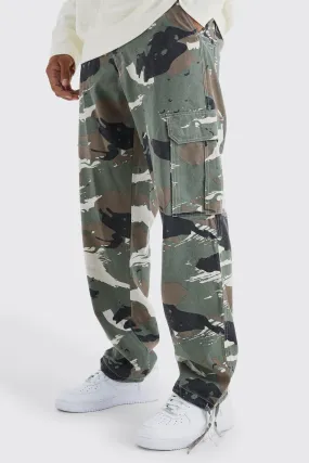 Fixed Waist Relaxed Camo Cargo Pants