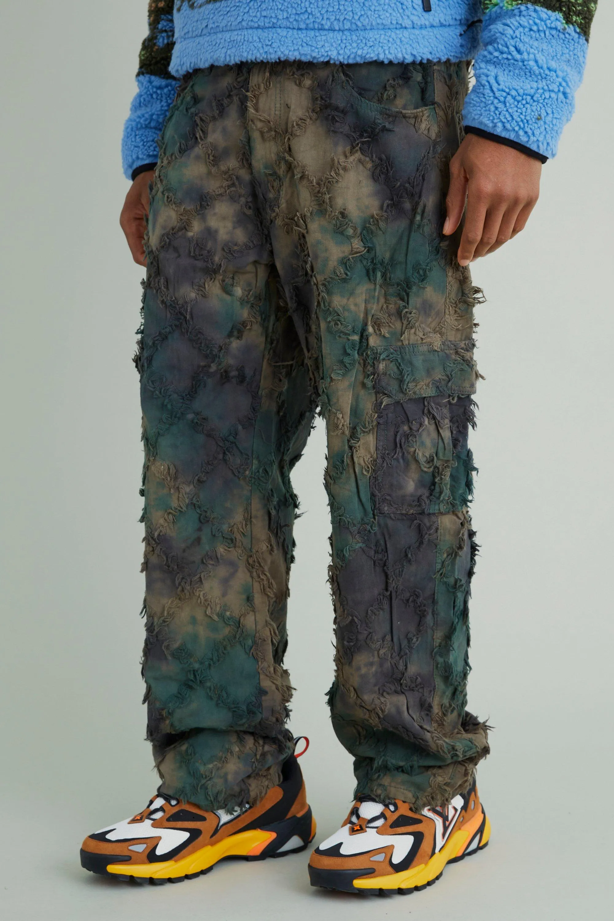 Fixed Waist Relaxed Oil Camo Cargo Tapestry Pants