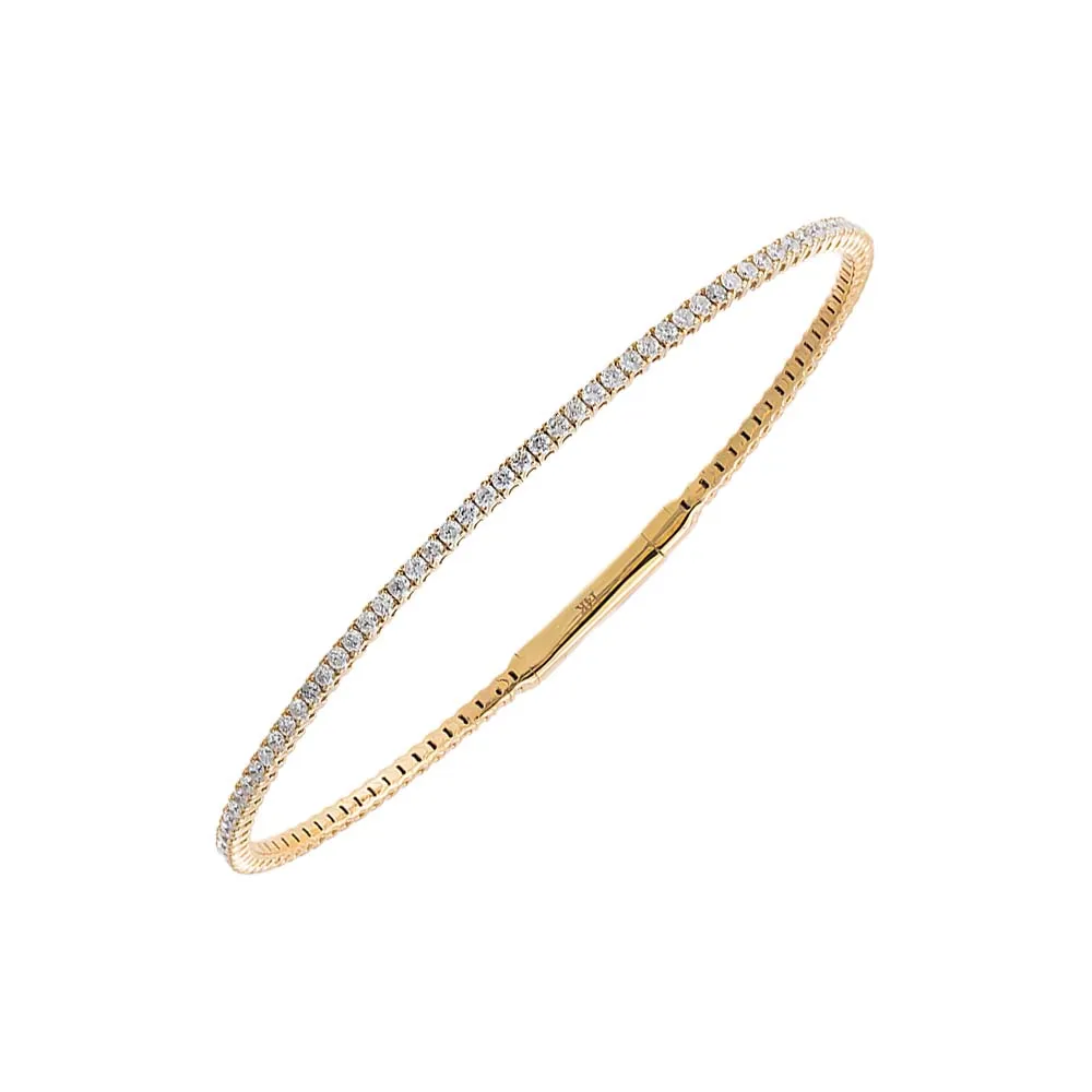 Flexible Tennis Bangle | 1.5 Carat Diamonds | 14K Gold Plated