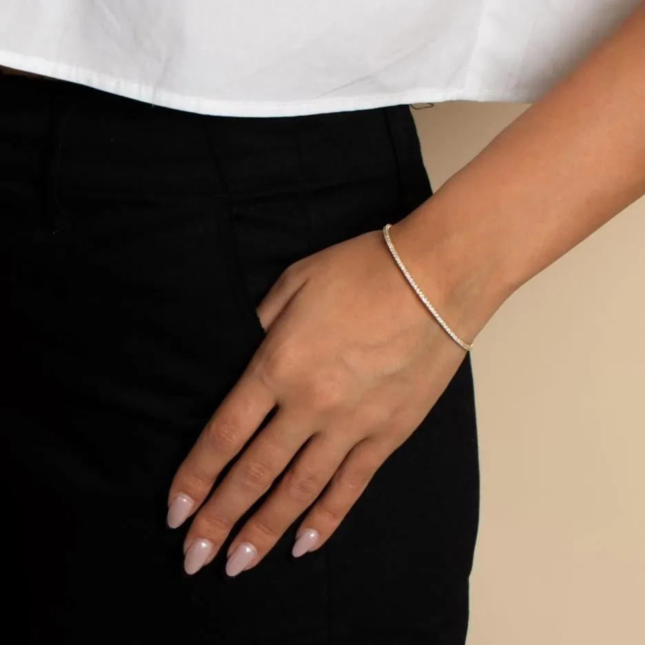Flexible Tennis Bangle | 1.5 Carat Diamonds | 14K Gold Plated