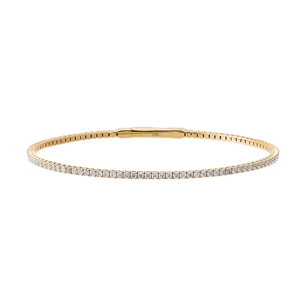 Flexible Tennis Bangle | 1.5 Carat Diamonds | 14K Gold Plated