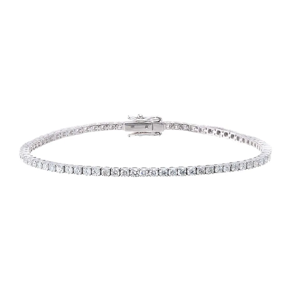 Four Prong Tennis Bracelet | 10 Carat Diamonds | 14K White Gold
