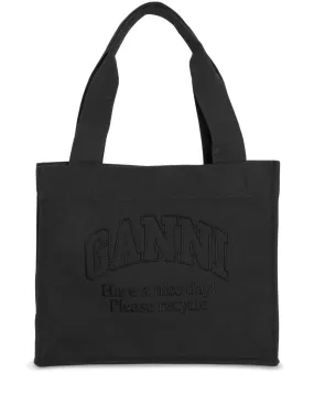 GANNI    Ganni Logo Cotton Tote Bag