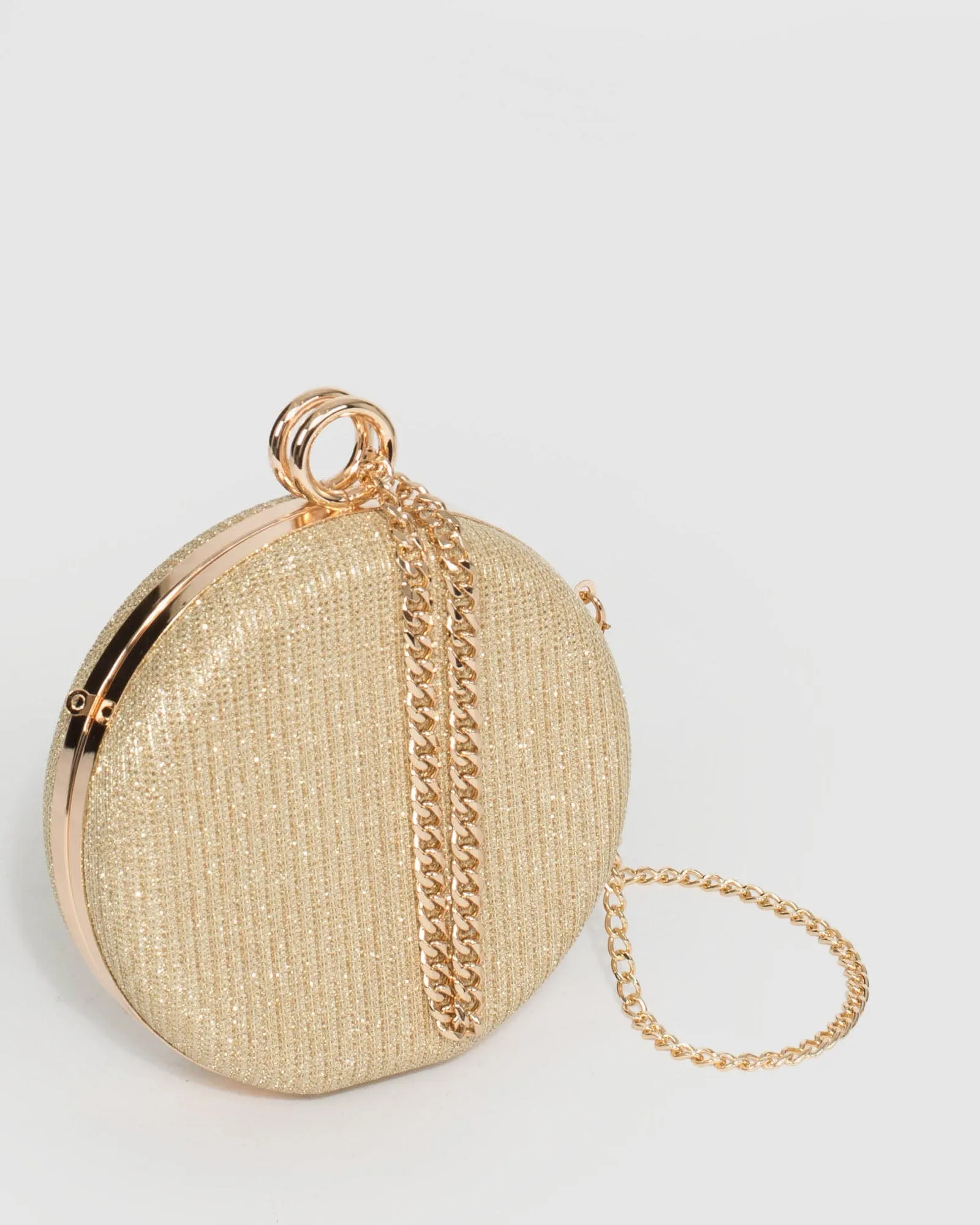 Gold Yuki Round Clutch Bag