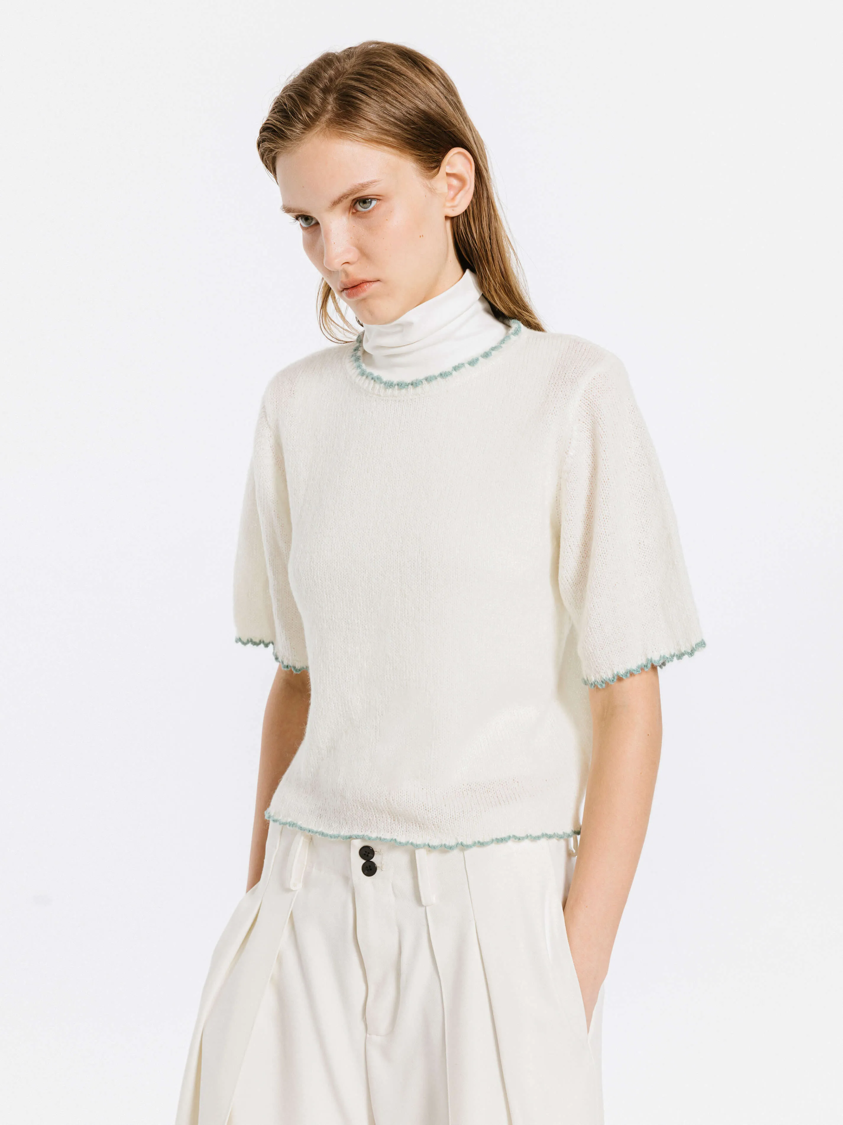 Half Sleeves Knitwear Jumper with Wool Blend
