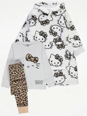 Hello Kitty Leopard Pyjamas and Snuggle Hoodie Set | Kids | George at ASDA