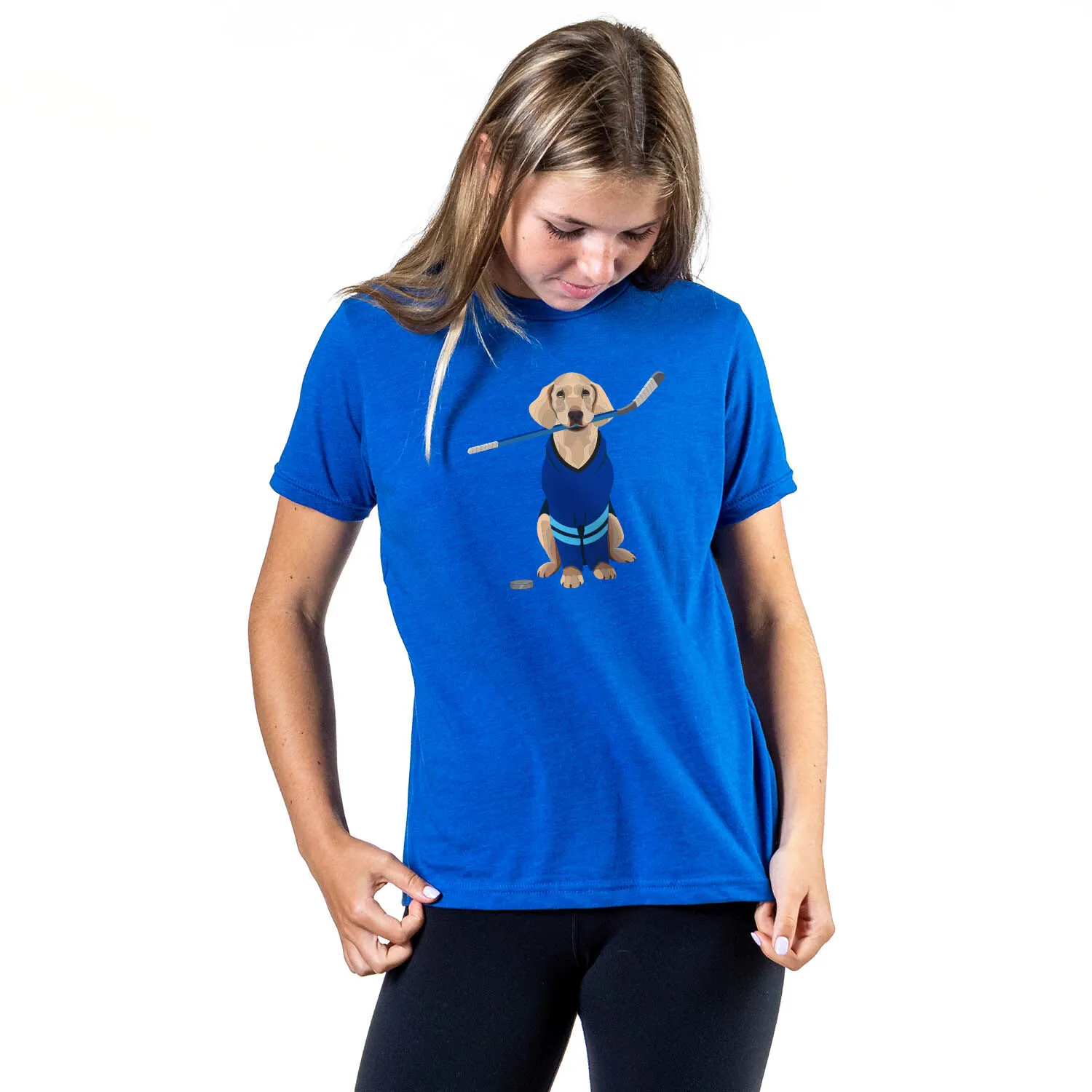 Hockey Short Sleeve T-Shirt - Puck The Hockey Dog 