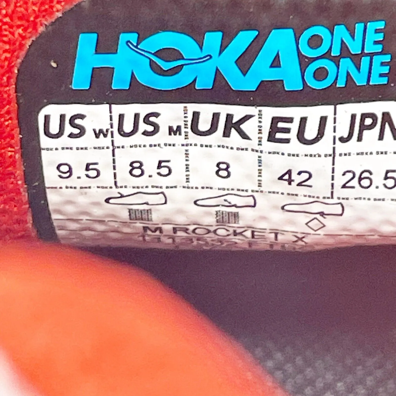 Hoka One One Unisex Rocket X 1113532 FTBC Red Running Shoes Sneakers M8.5 W9.5