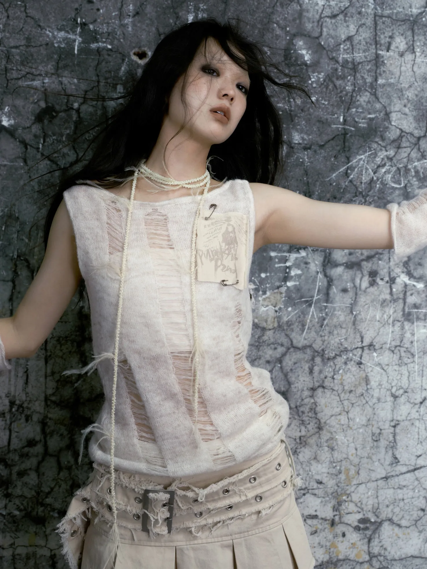 Hollow Knit Vest & Arm Cover