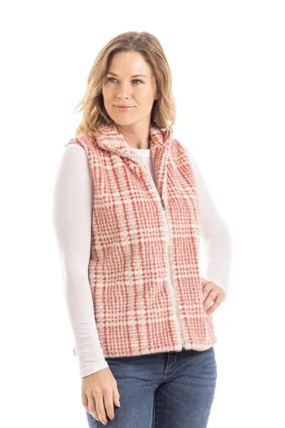 Houndstooth Faux Fur Vest for Women