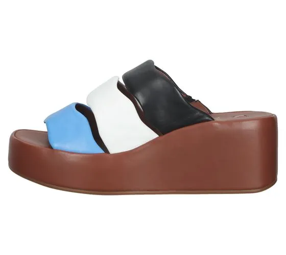 högl mules de mujer con plataforma de piel auténtica zapatos de verano talla 3-4 2520 3999 marrón/colorido