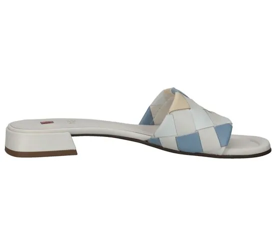 högl mules pour femmes avec brides au design tressé sandales en cuir véritable 3-10 1520 9933 beige/bleu/gris