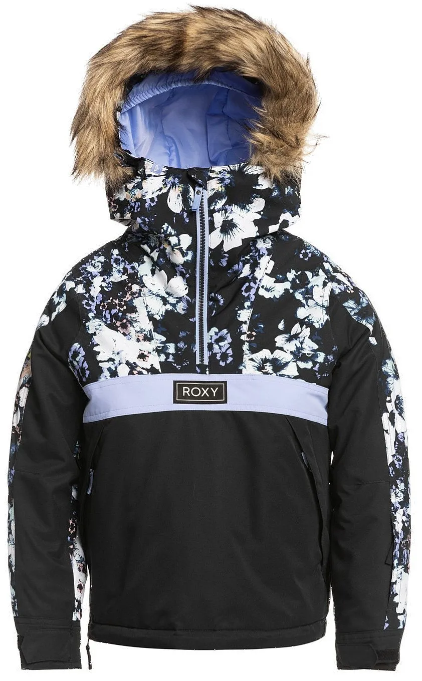 jacket Roxy Shelter - KVJ1/True Black Black Flowers - girl´s