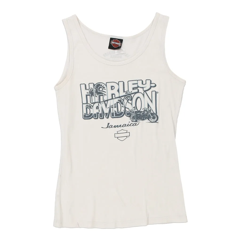Jamaica Harley Davidson Spellout Vest - Large White Cotton