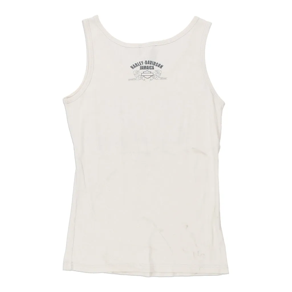 Jamaica Harley Davidson Spellout Vest - Large White Cotton