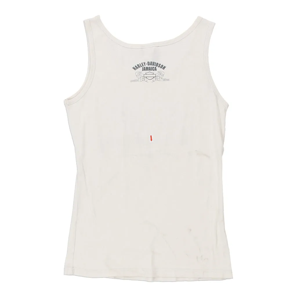 Jamaica Harley Davidson Spellout Vest - Large White Cotton