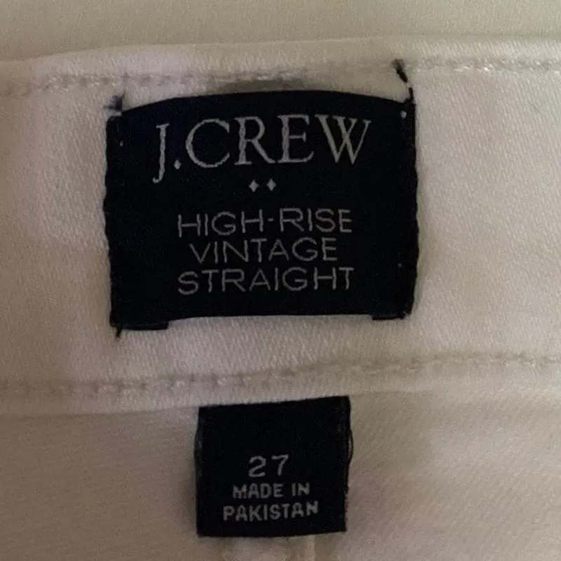 J.Crew Women's White High Rise Vintage Straight Button Fly Denim Jeans Size 27