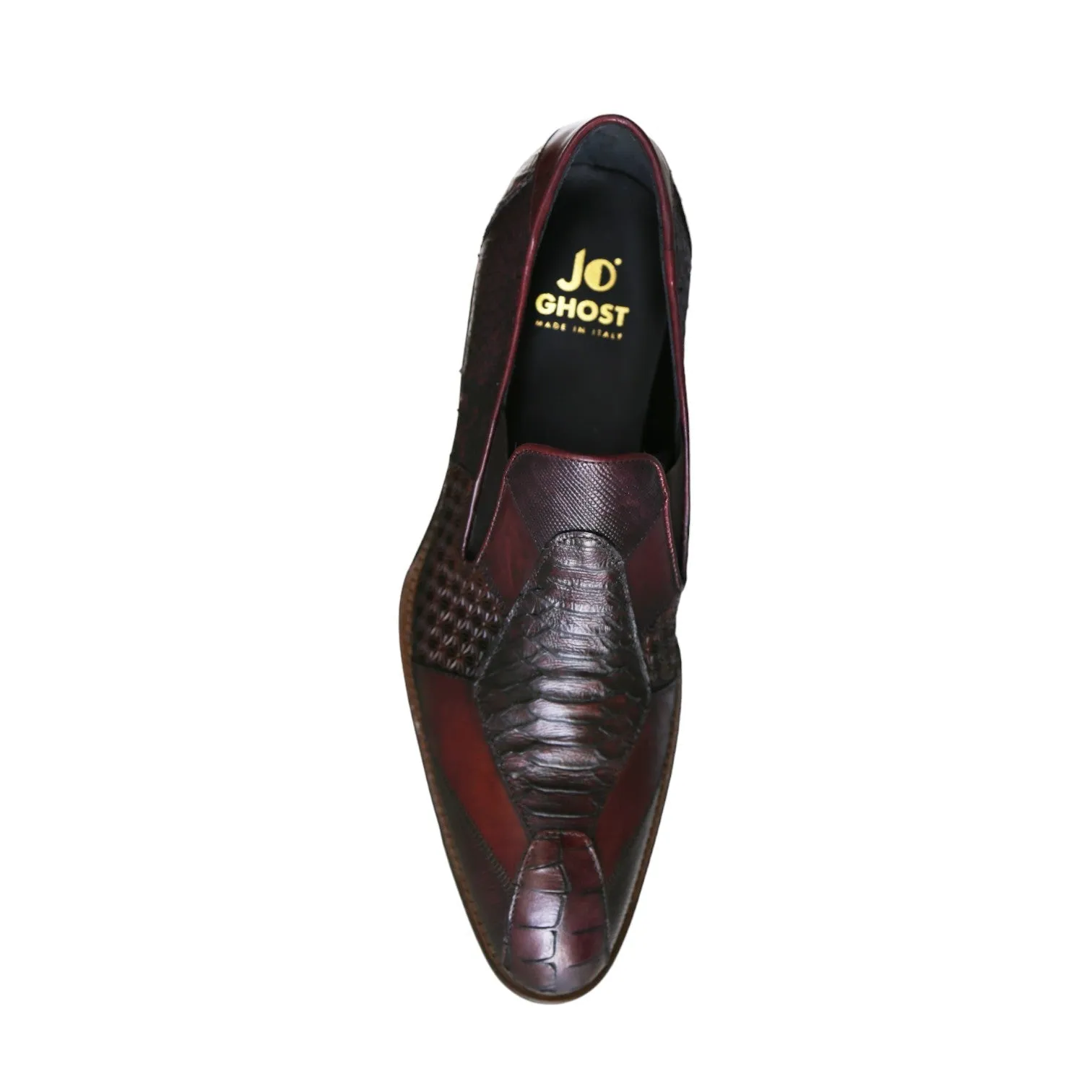 Jo Ghost 4992 Men's Shoes Burgundy Multi Texture Print Leather Loafers (JG5366)