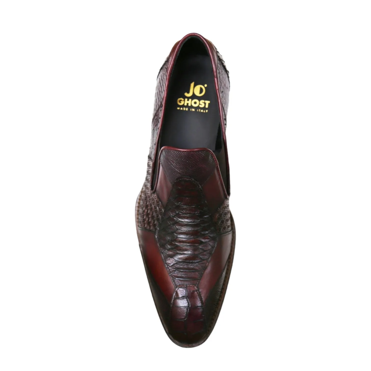 Jo Ghost 4992 Men's Shoes Burgundy Multi Texture Print Leather Loafers (JG5366)