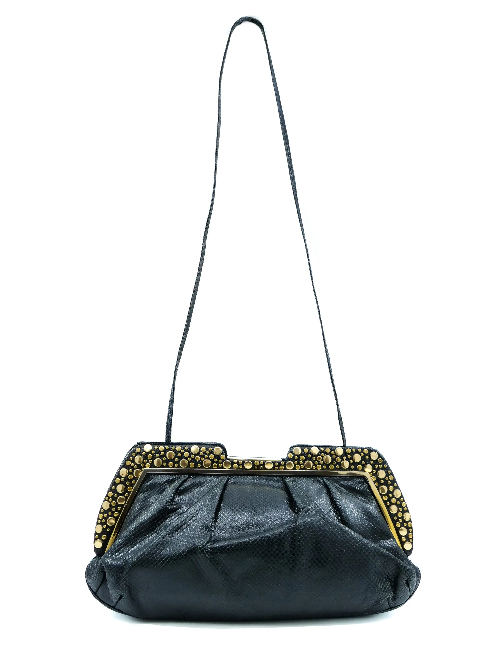 Judith Leiber Studded Convertible Snakeskin Clutch