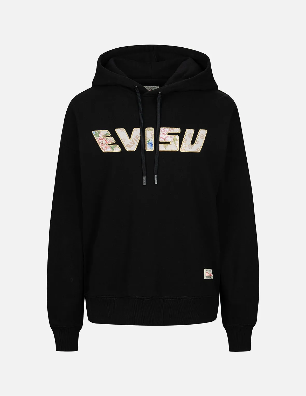 Kamon and Floral-pattern Logo Appliqué Cropped Hoodie