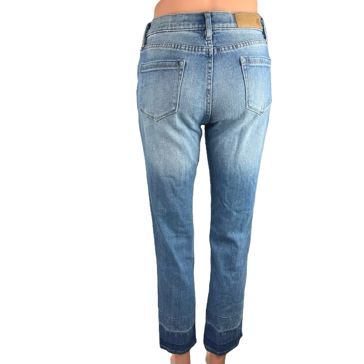 Karl Lagerfeld Blue Medium Wash Button Fly Straight aCropped Denim Jeans Size 2