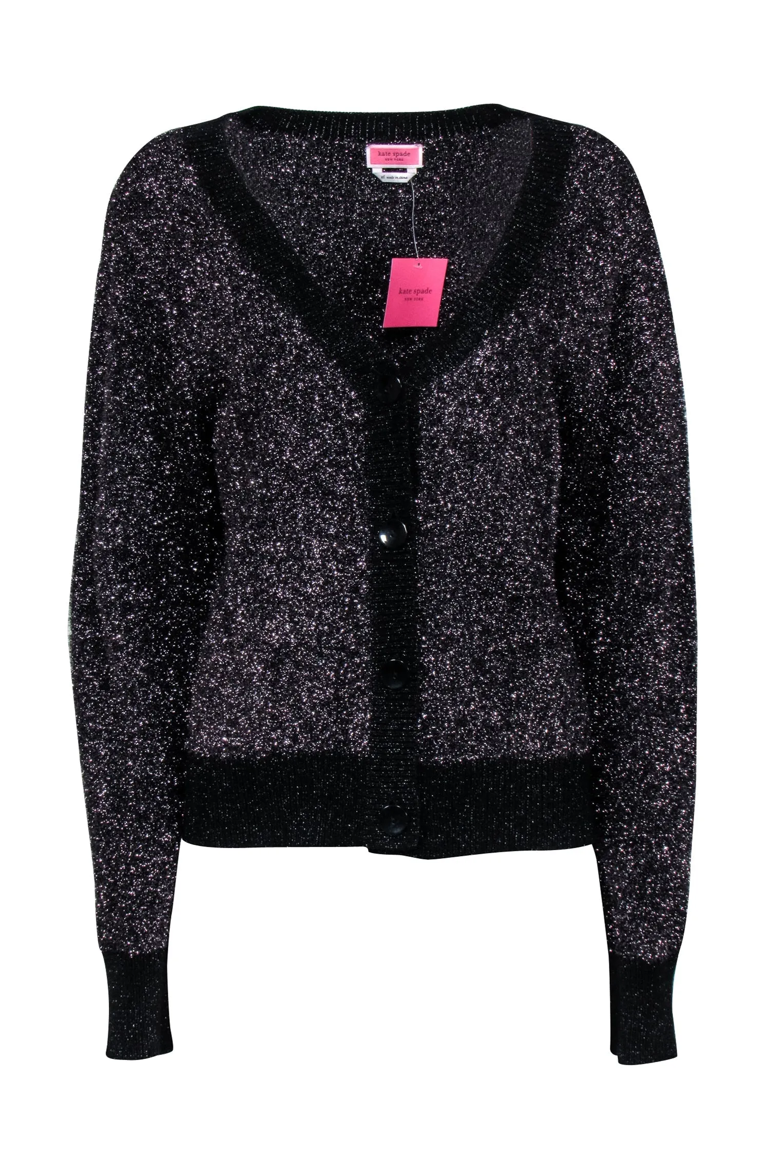Kate Spade - Black Metallic Sparkle Cardigan Sz XL