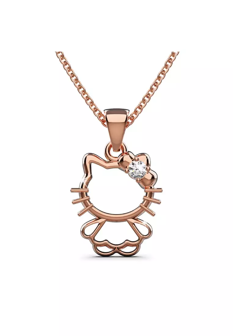 Krystal Couture KRYSTAL COUTURE Hello Kitty Pendant Necklace in Rose Gold Embellished with SWAROVSKI® Crystals