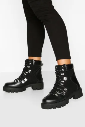 Lace Up Cleated Sole Combat Boots