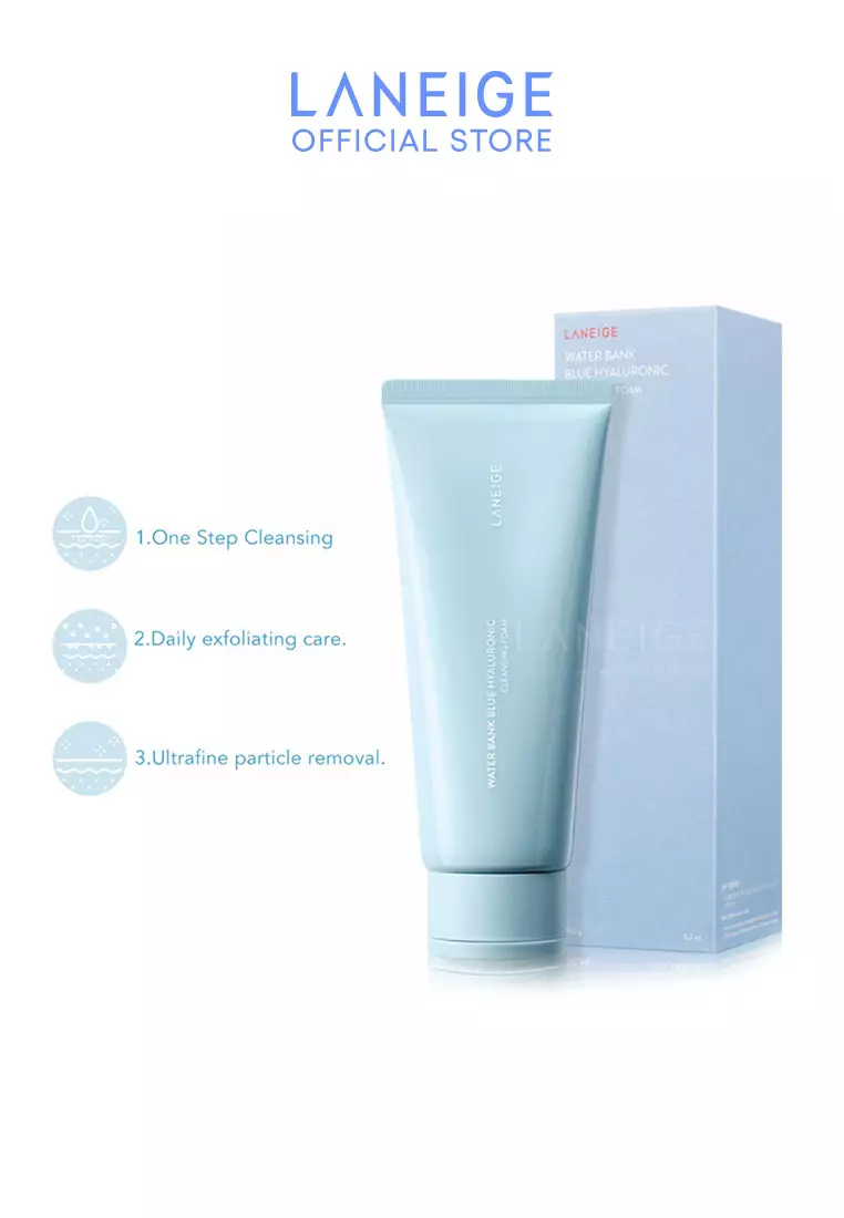 Laneige LANEIGE Water Bank Blue Hyaluronic Cleansing Foam 150g - Intensive Hydrating Essence Toner with PHA  Soy-Yeast Complex™,