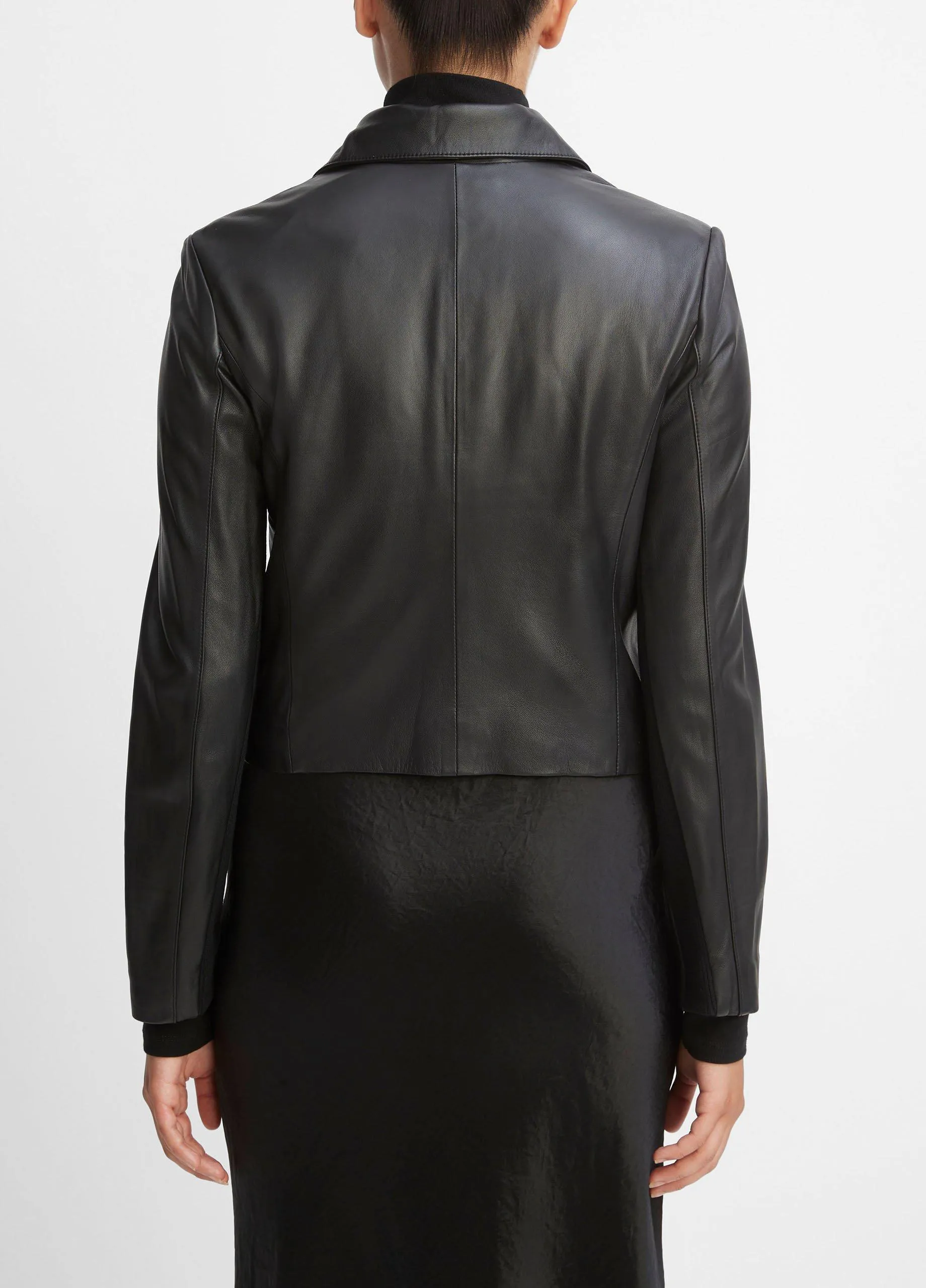 Leather Cross-Front Moto Jacket