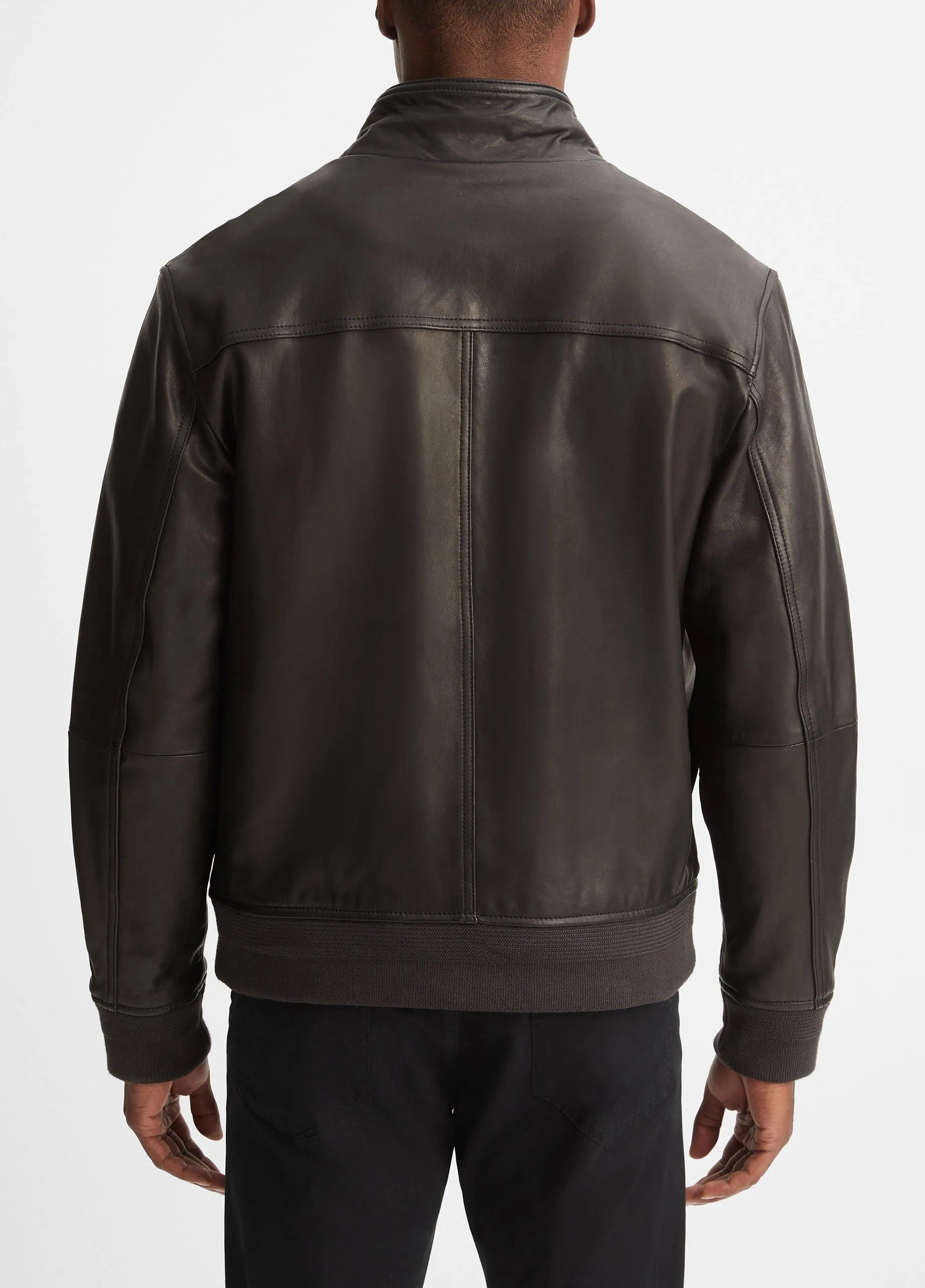 Leather Harrington Bomber Jacket