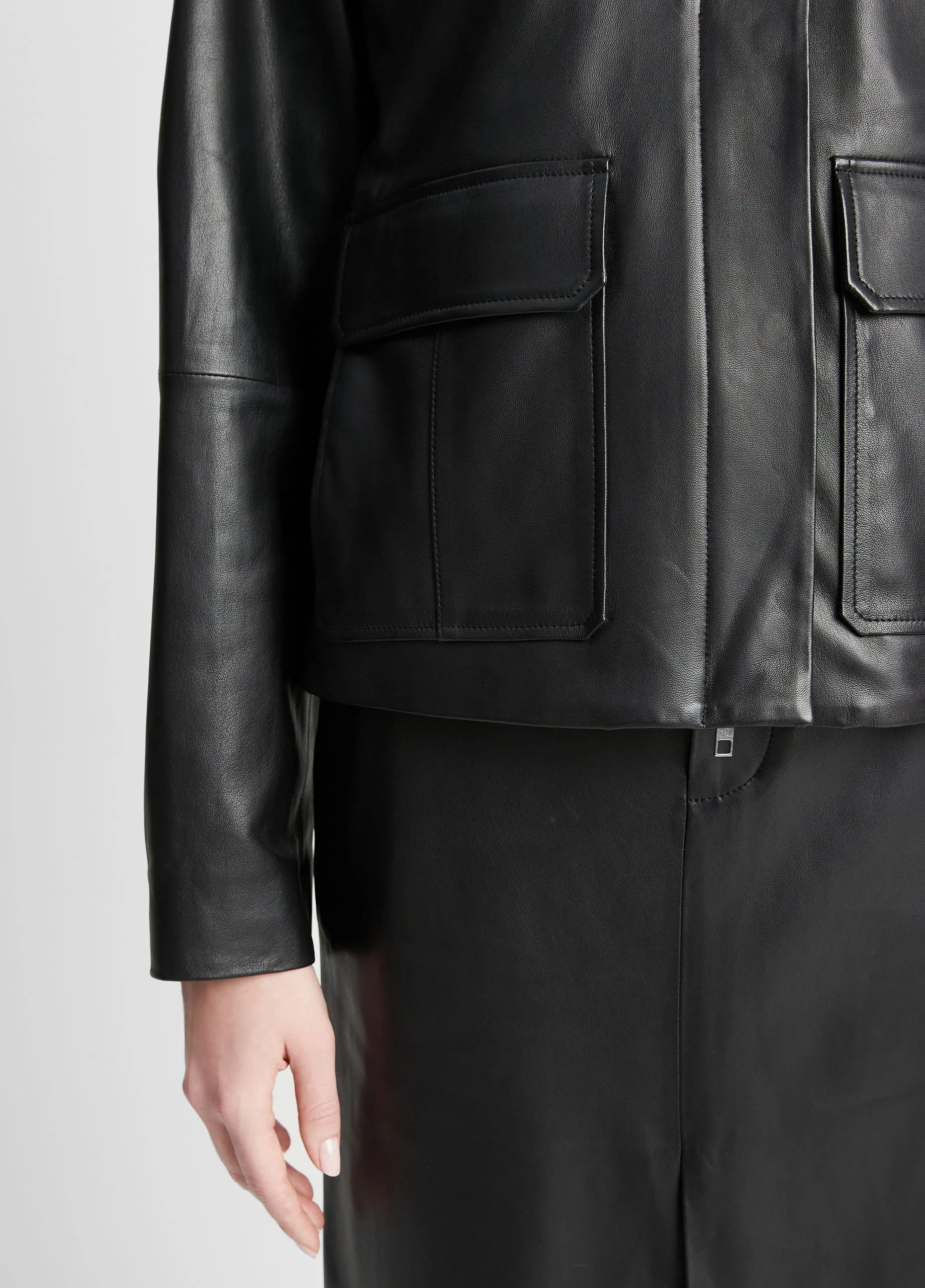 Leather Zip-Front Jacket