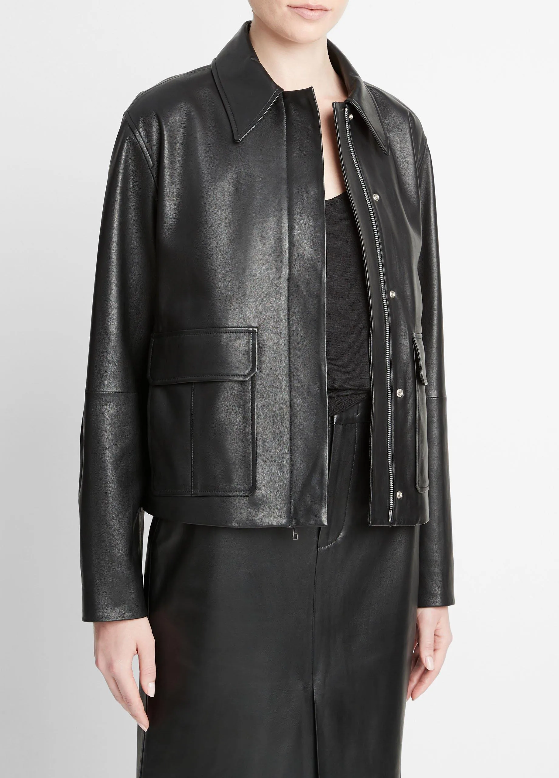 Leather Zip-Front Jacket