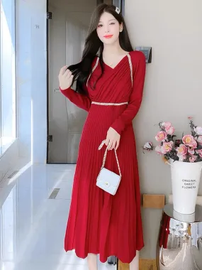 lolita inner knitted dress women's autumn and winter 2023 new design niche long bottoming sweater skirt