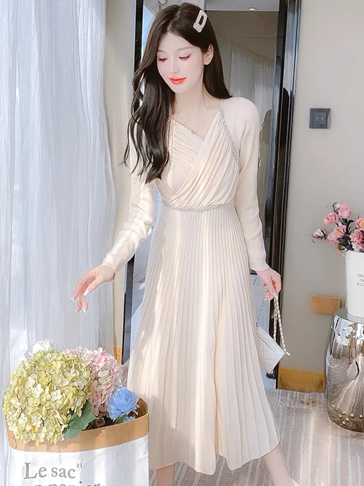 lolita inner knitted dress women's autumn and winter 2023 new design niche long bottoming sweater skirt