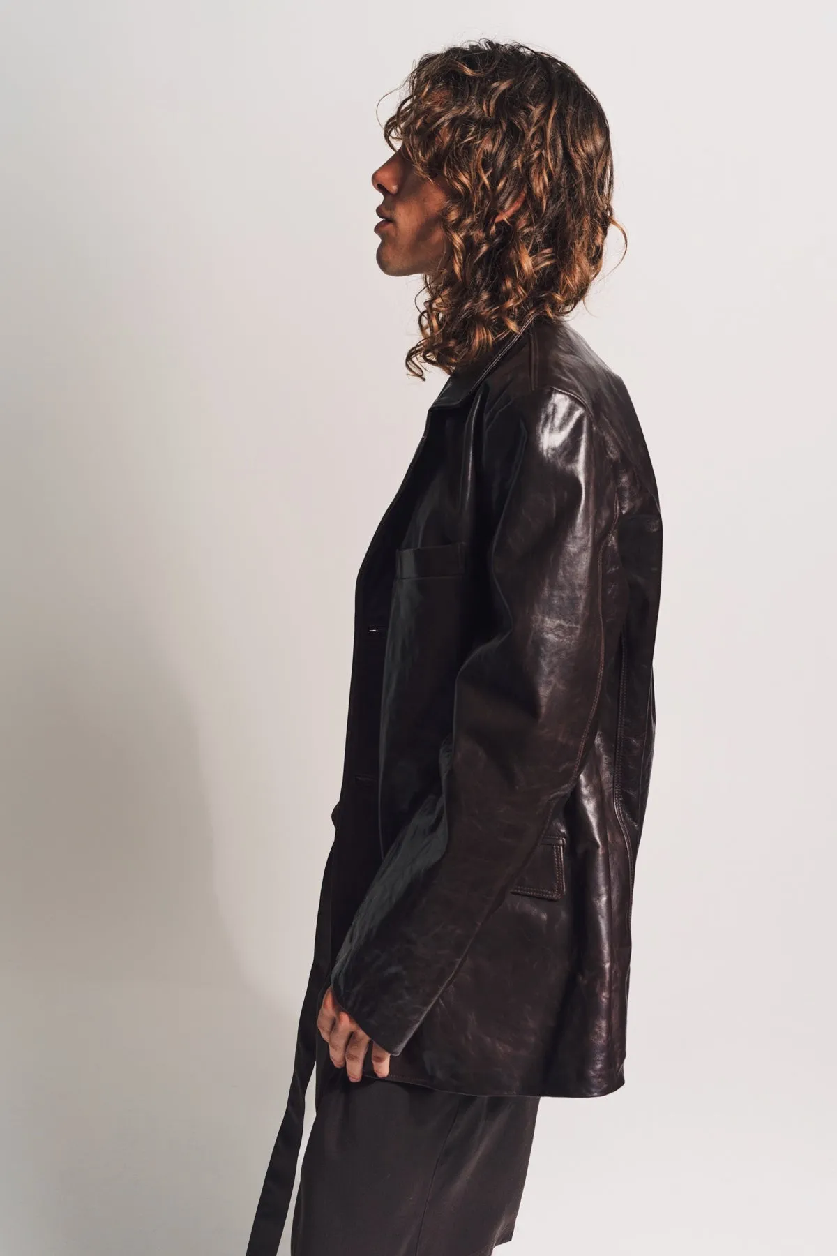LOUIS GABRIEL NOUCHI | CLASSIC JACKET IN CRASHER SHAPE MEMORY LEATHER