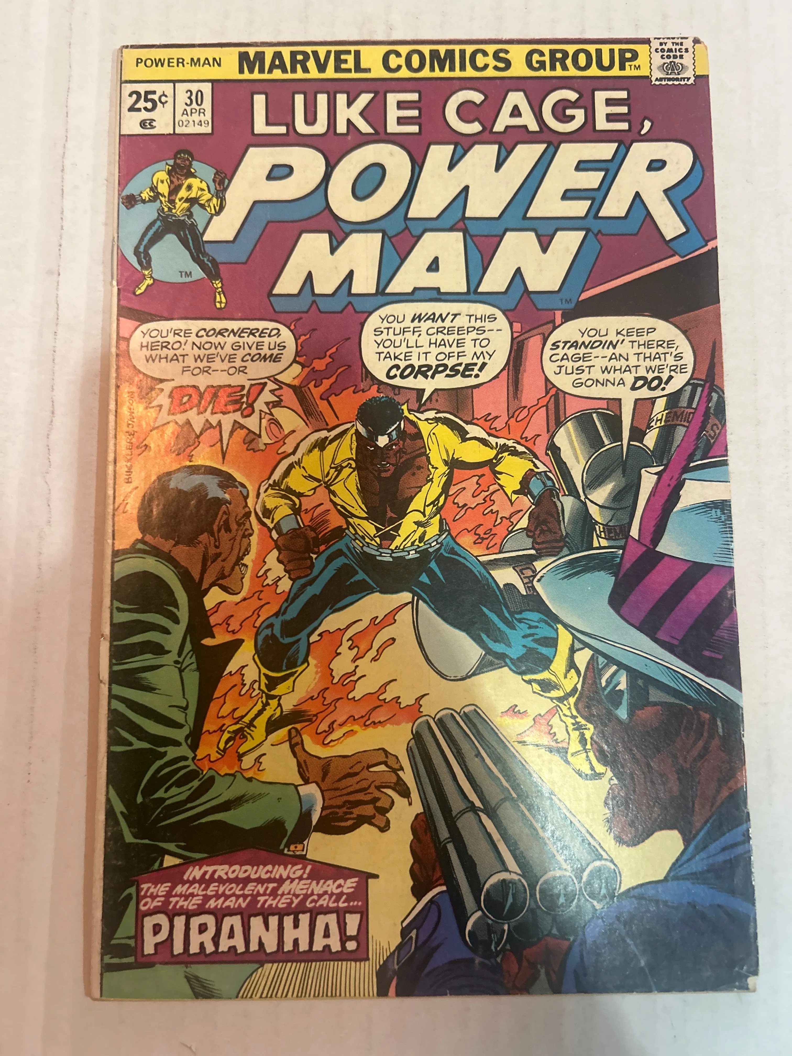 Luke Cage, Power Man by Marvel Comics Books Introducing the Malevolent Menace of the Man They Call PIRANHA! #30 Comic Book